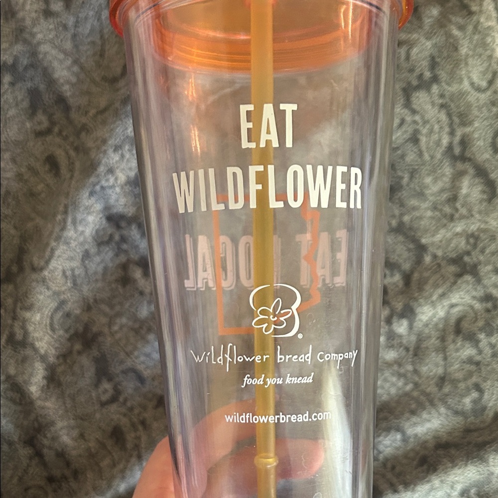 Wildflower Eat Local Tumbler with Orange Lid and Straw - Picture 3 of 6